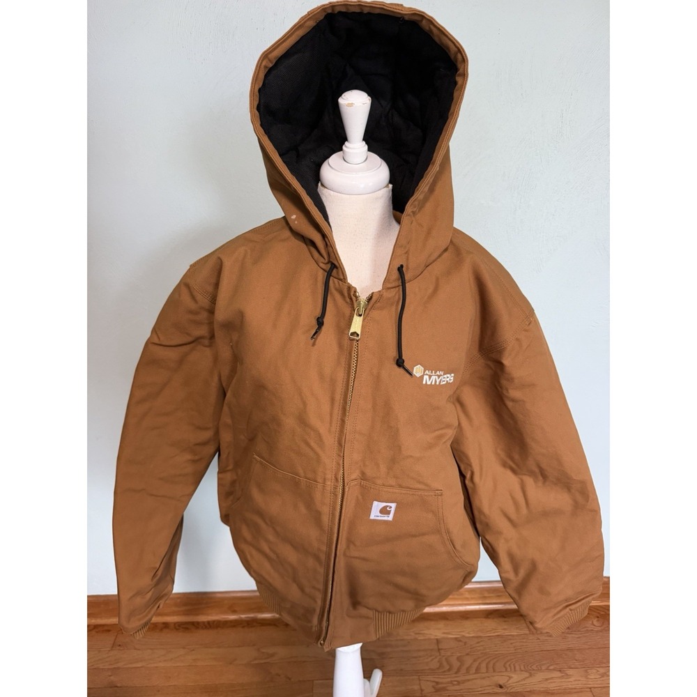 Carhartt Brown Duck Active Jacket Custom Embroidery Mens Large Quilted Lining